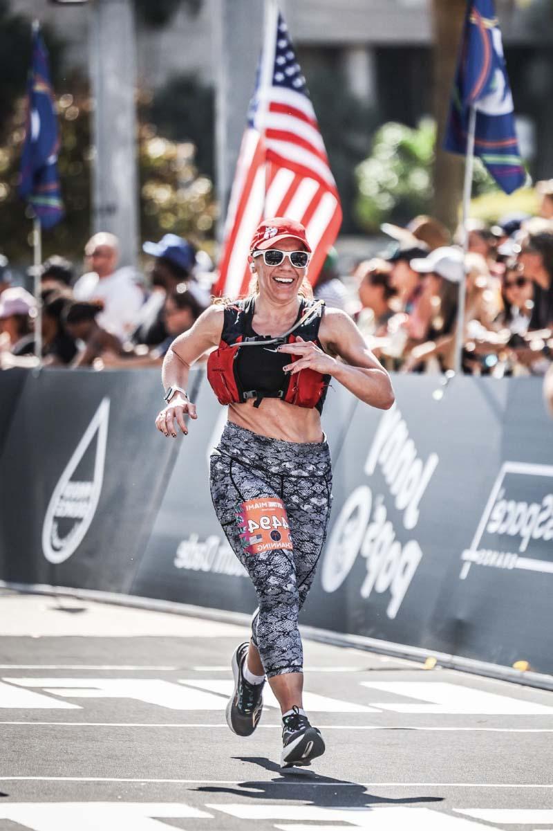 Channing Muller at the finish line of the 2024 Miami Marathon. (Photo courtesy of Channing Muller)